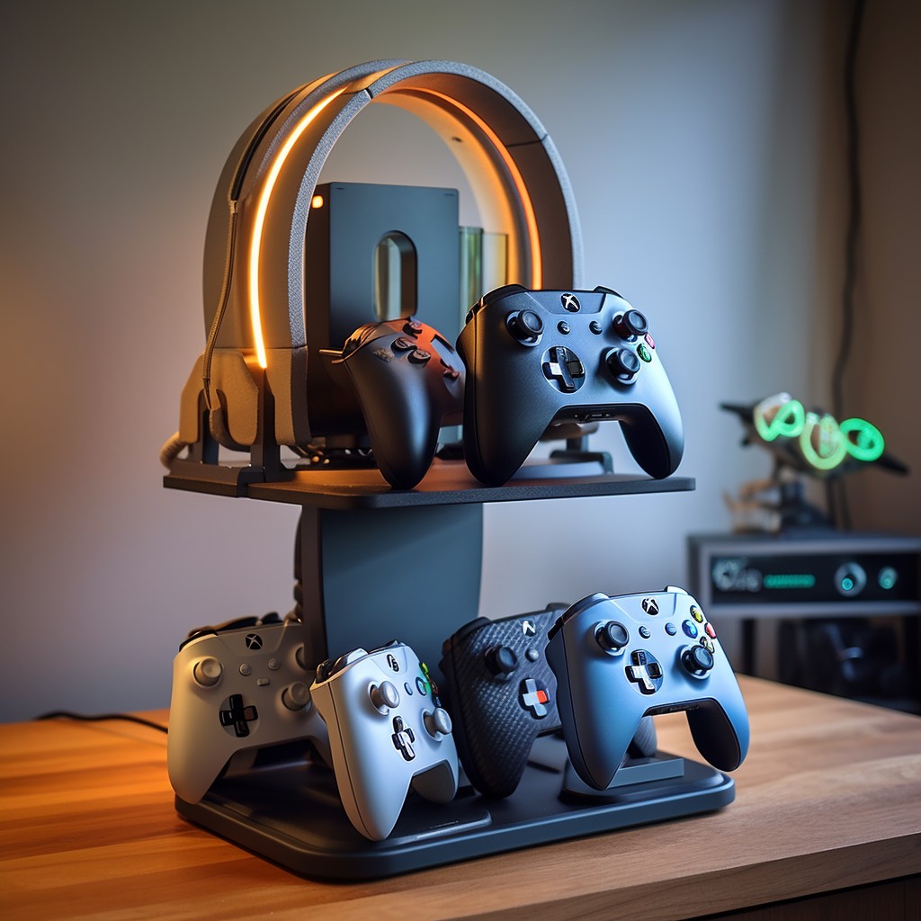 Custom Controller and Headset Stands - Game Room