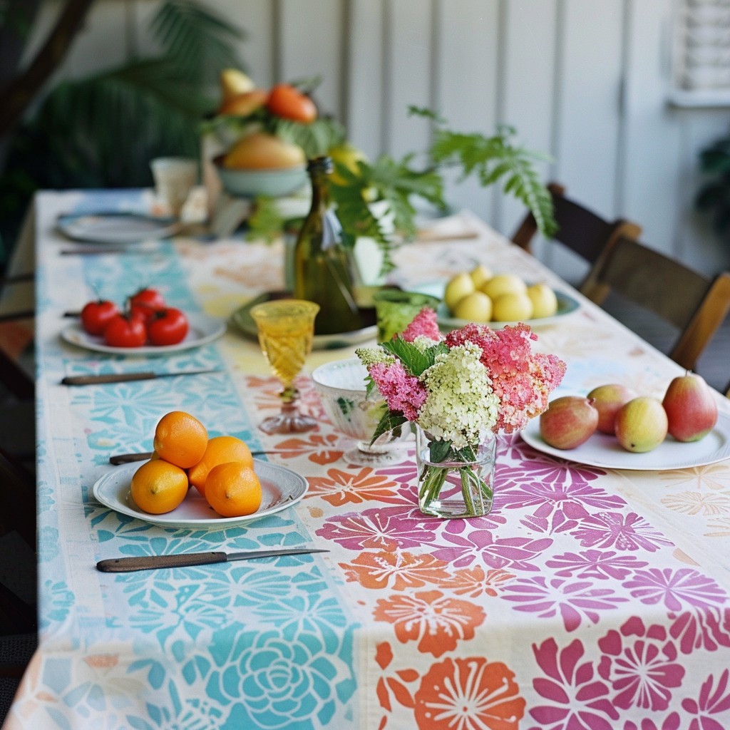 DIY Tablecloth Stamps - Dinner Party Table Setup