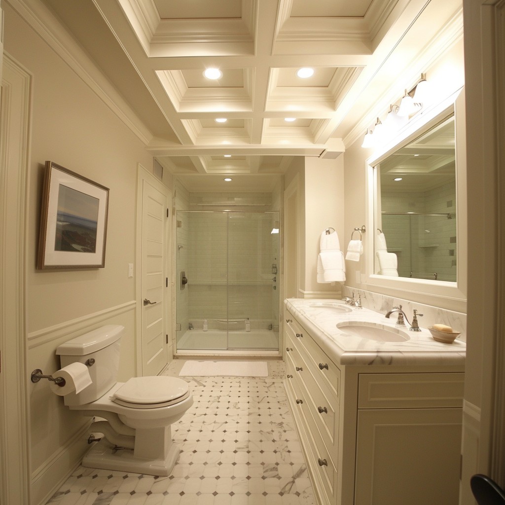 Enhance Bathroom Interiors with Coffered Ceiling Materials