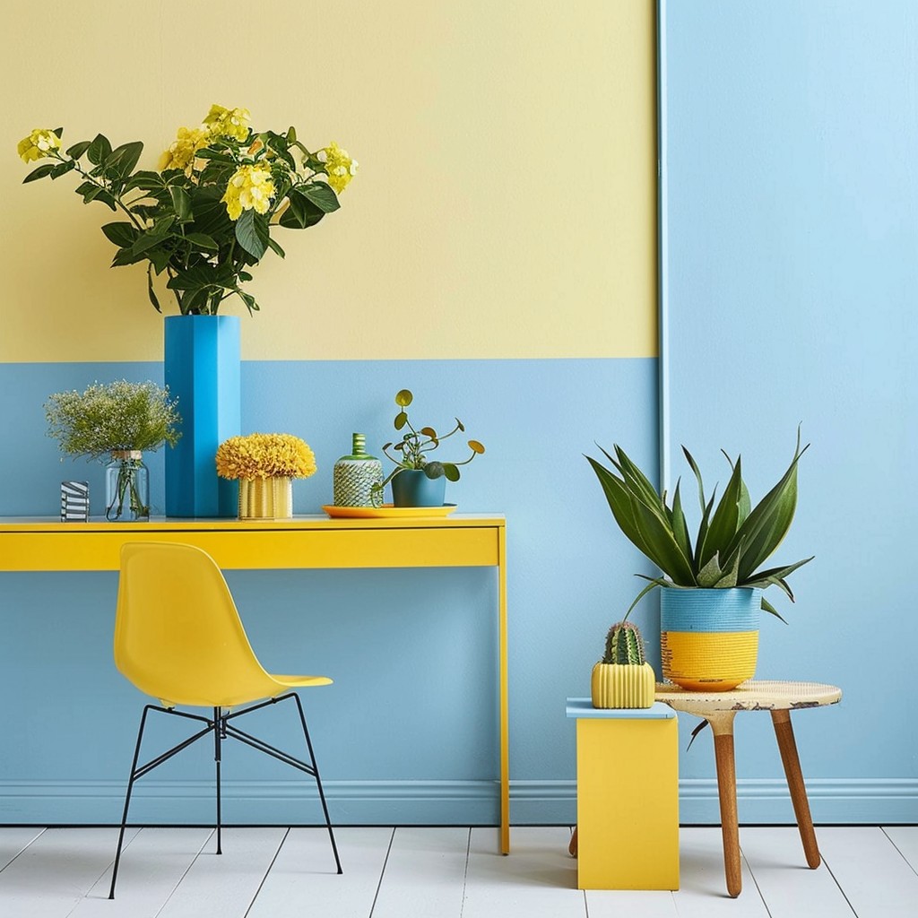 Experience the Freshness of Light Blue Bright Yellow - Light Blue Wall Colour