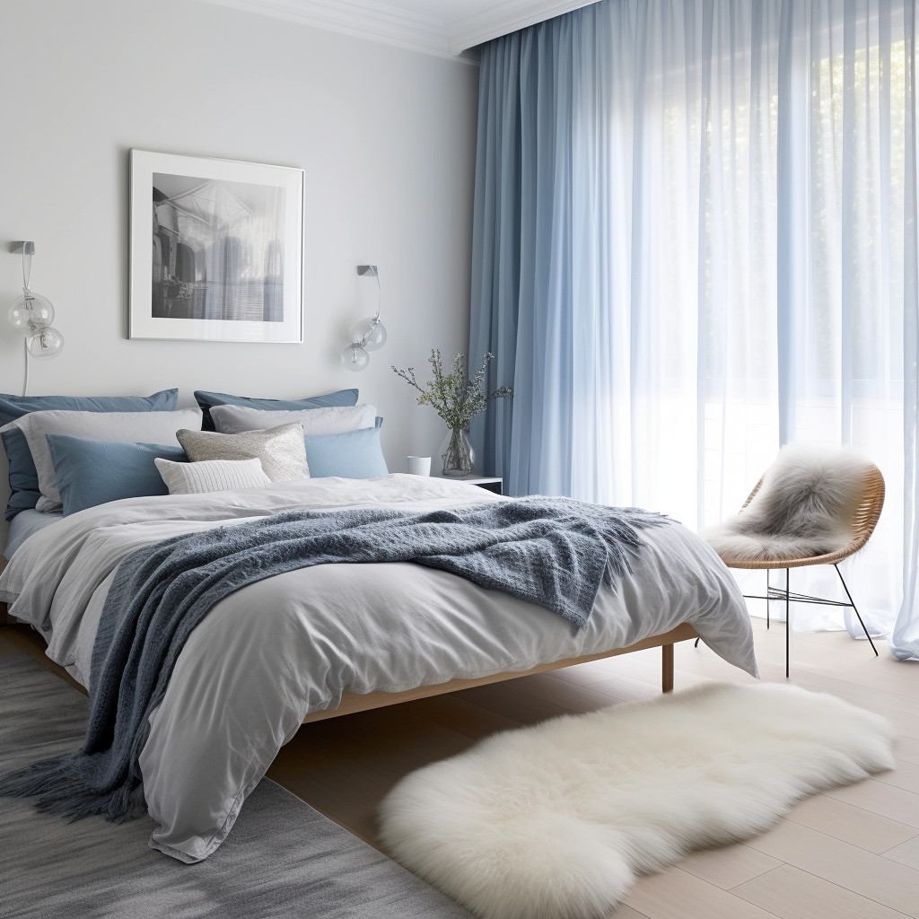 Floor to Ceiling Sheer Drapes - Modern Cozy Minimalist Bedroom
