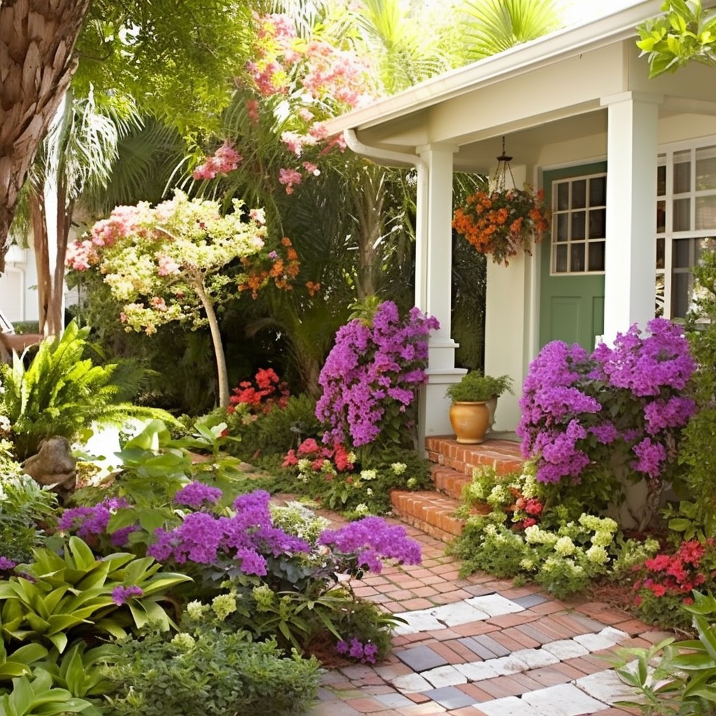Focus On the Walkway Filled With Plants - Landscaping Ideas For Front Of House