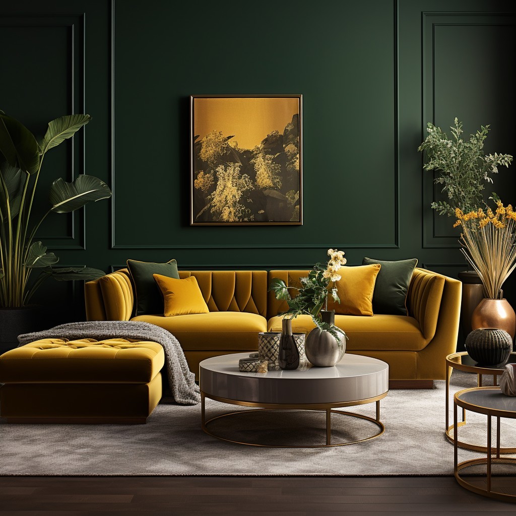 Forest Green and Goldenrod Green and Yellow Combination Wall Paint