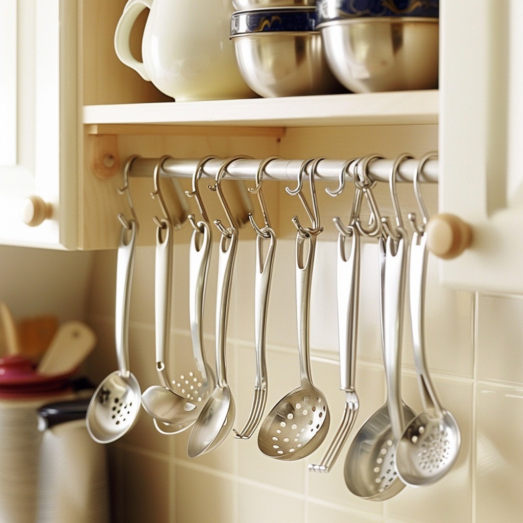 Hang It Through The Hooks - Kitchen Cabinet Storage Design Ideas
