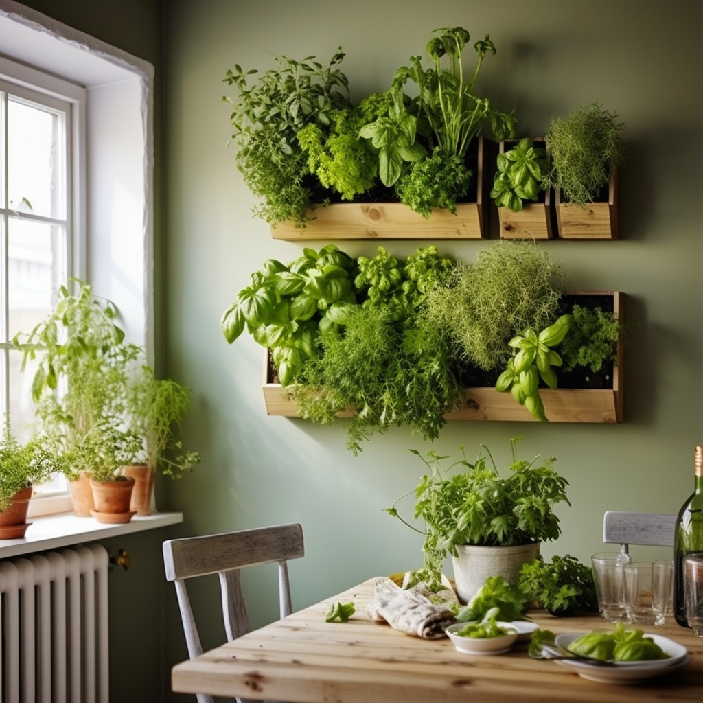 Herb Gardens for Freshness and Greenery - Kitchen Wall Decor Ideas