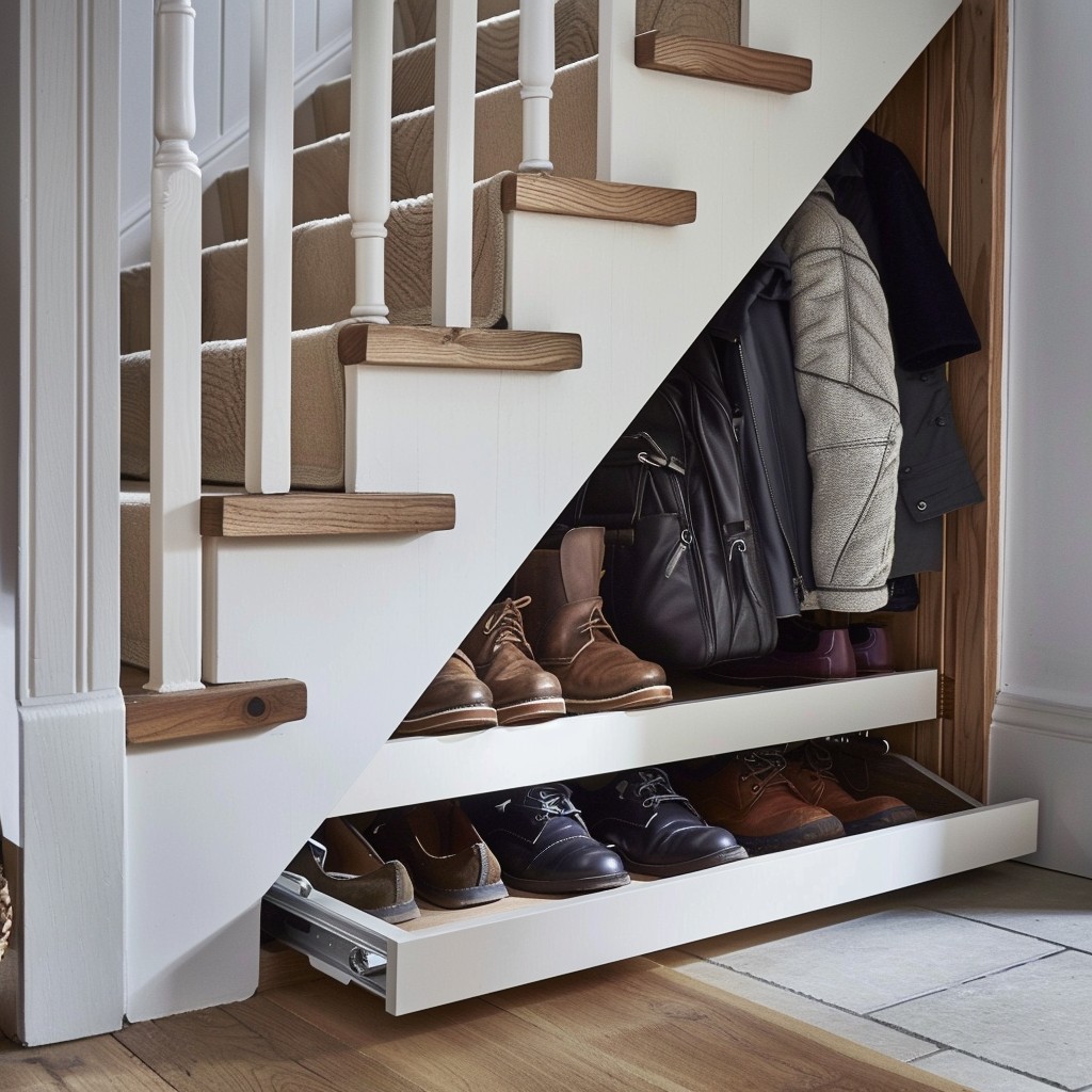 Hidden Storage Under the Stairs - Organizing Ideas