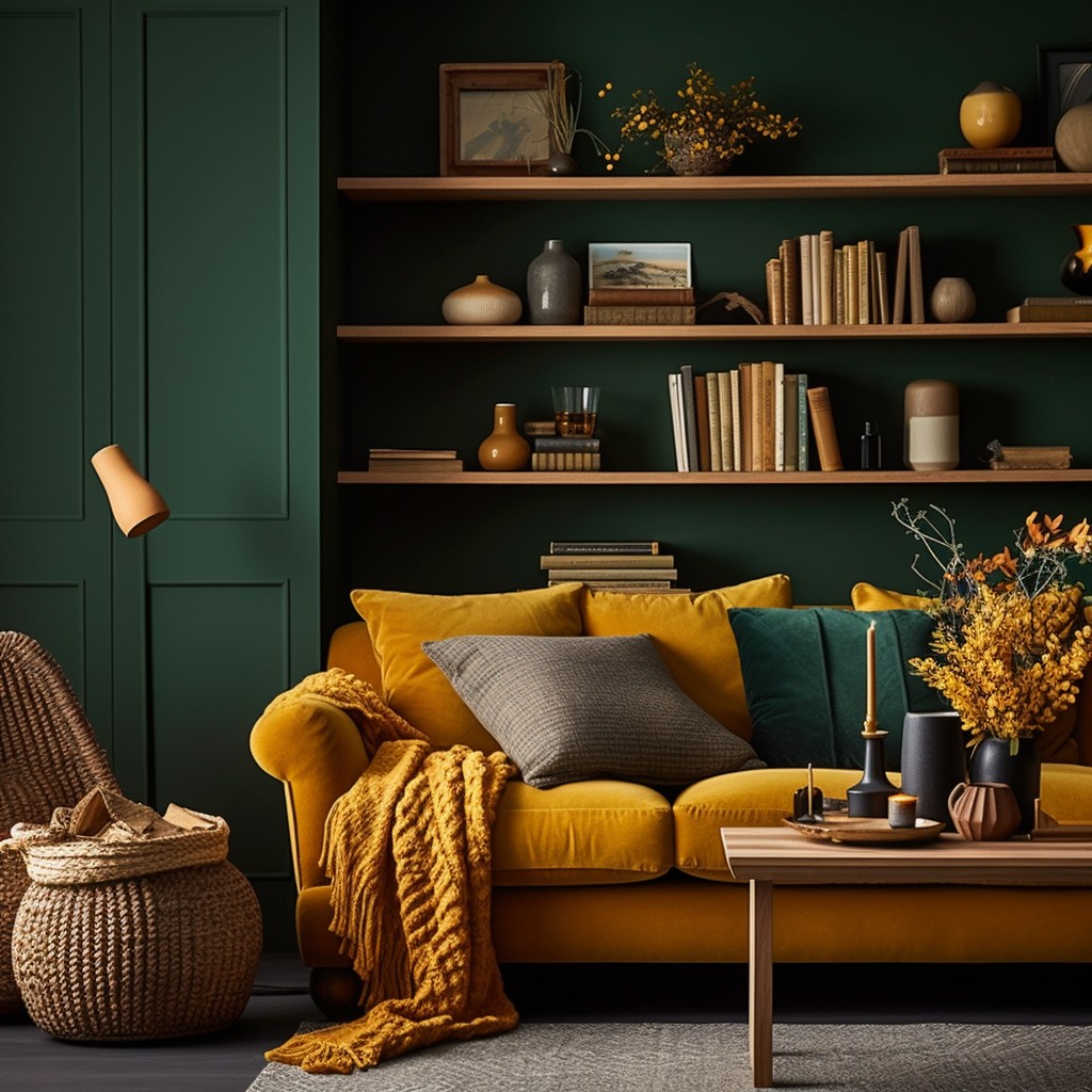 Hunter Green and Amber Yellow Color Combination for Wall Paint