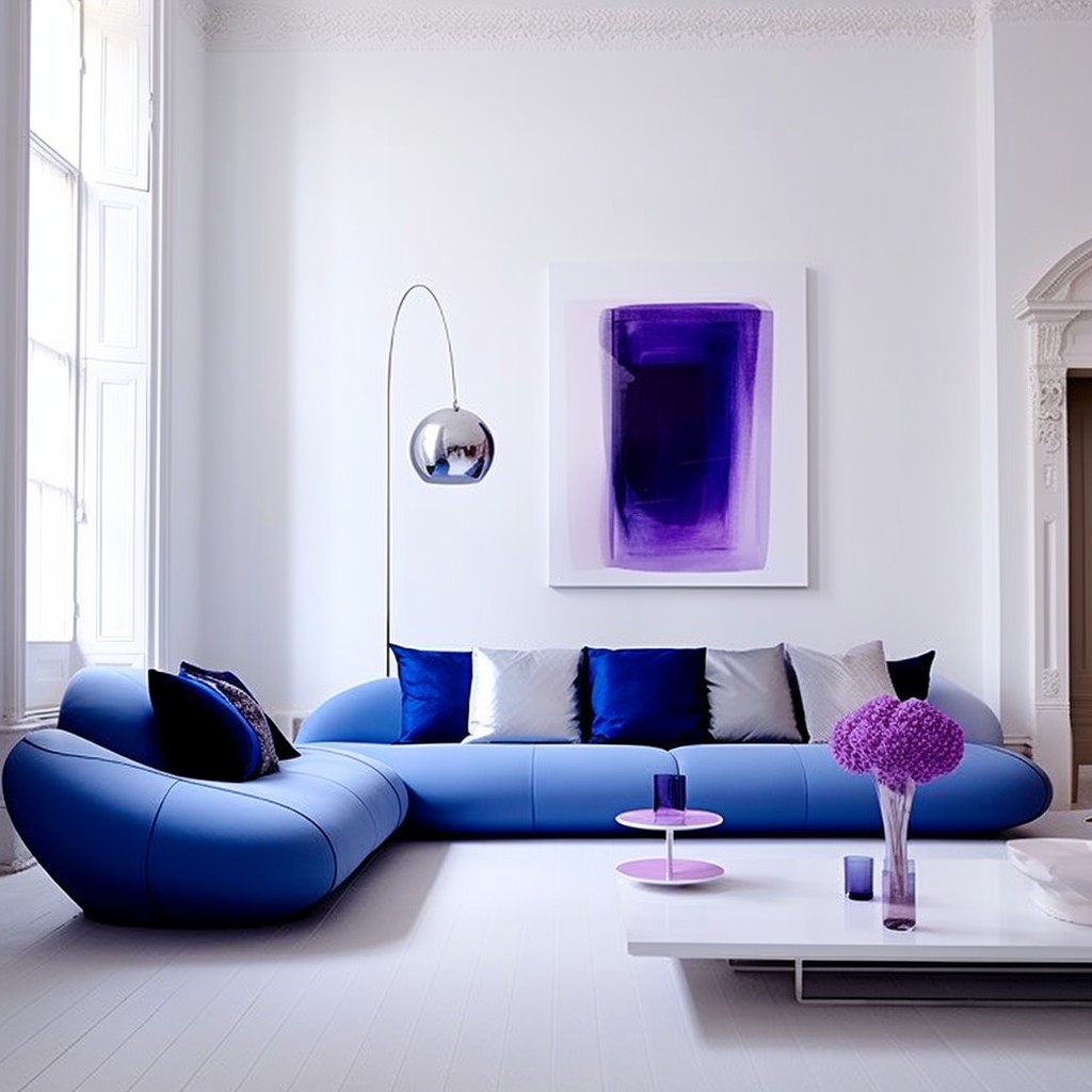 Invigorating Royal Blue Wall Colour Combination - Purple