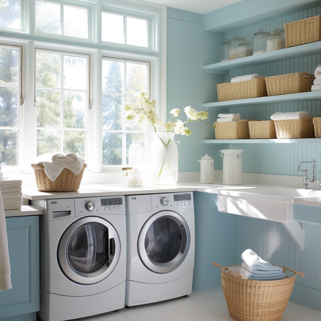 Laundry Room - White And Blue Paint Combination