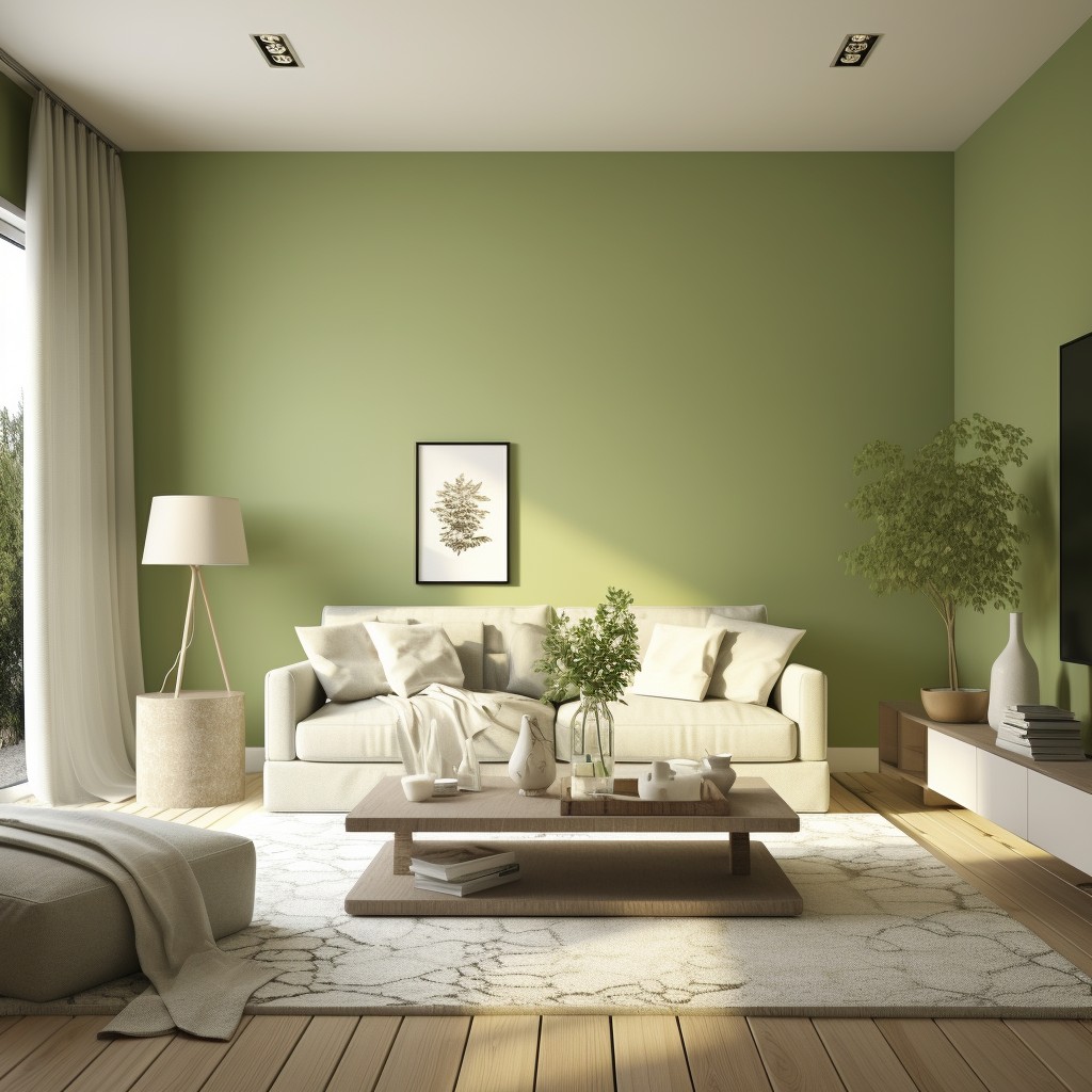 Living Room Light Colour Combination - Olive Green