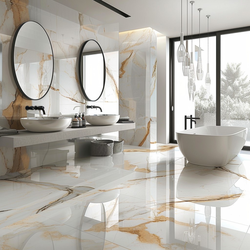 Luxurious Marble Mastery - Bathroom Flooring Ideas