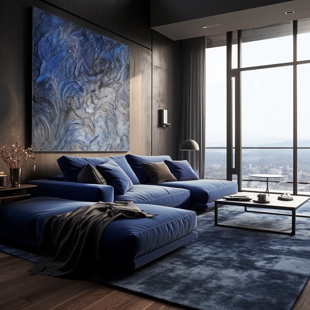 Make Your Space Classy with Blue and Grey Living Room Ideas - Cobalt Blue and Smoky Grey