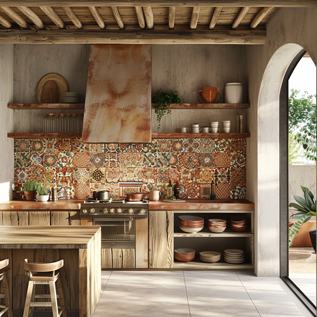 Mediterranean Mosaic Tile Design - Kitchen Makeovers On A Budget