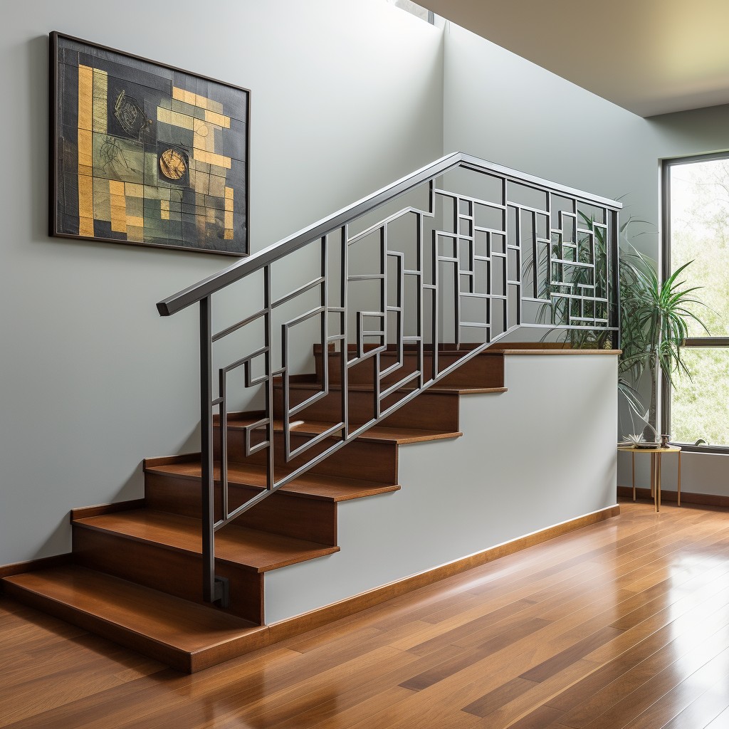 Mid-Century Modern Stair Railing Design - Indoor Stair Banister