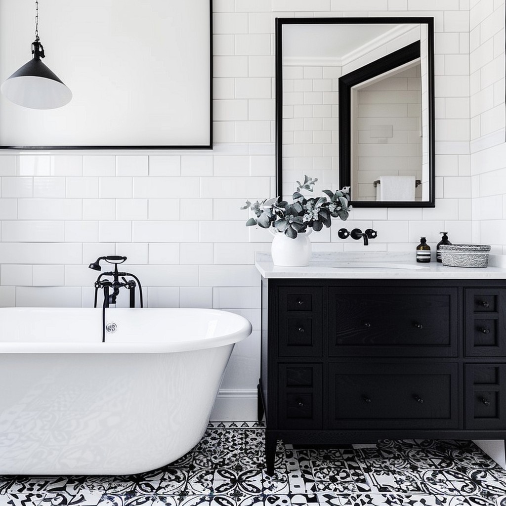 Monochrome Elegance - Bathroom Decor Ideas