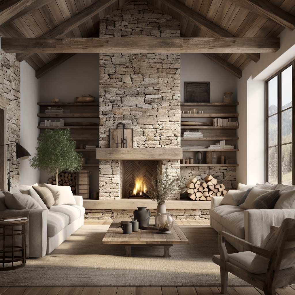 Natural Wood and Stone Accents - Rustic House Design