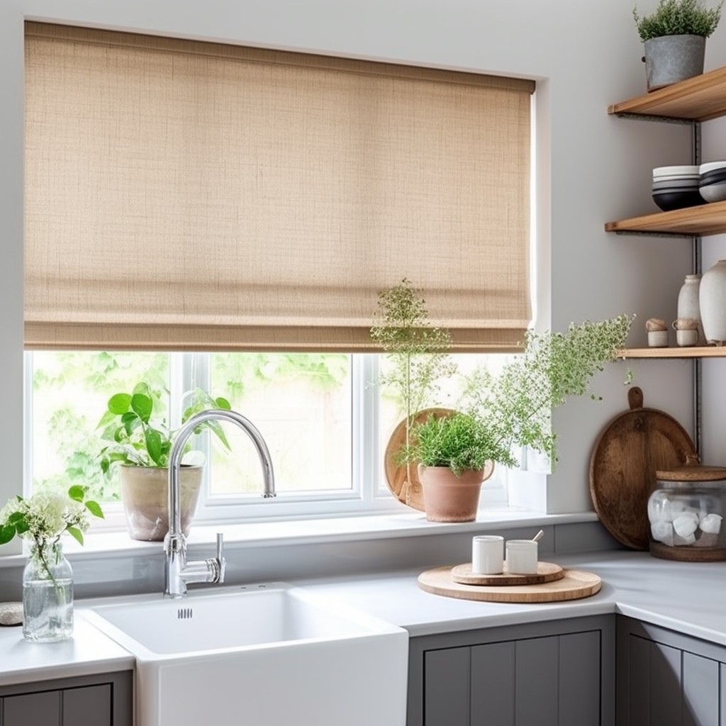 Neutral Blinds   Kitchen Curtain Ideas