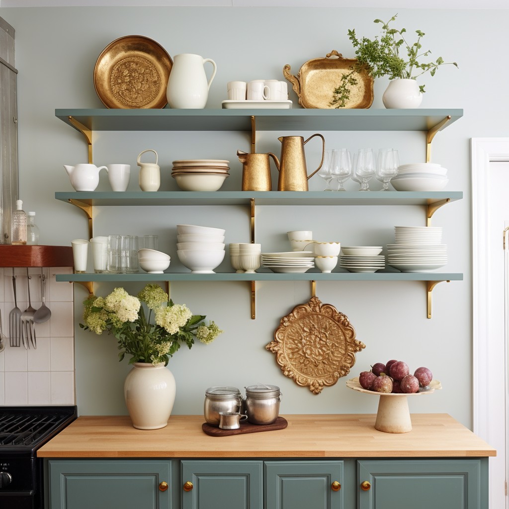 Open Shelving for Display and Storage - Kitchen Wall Design