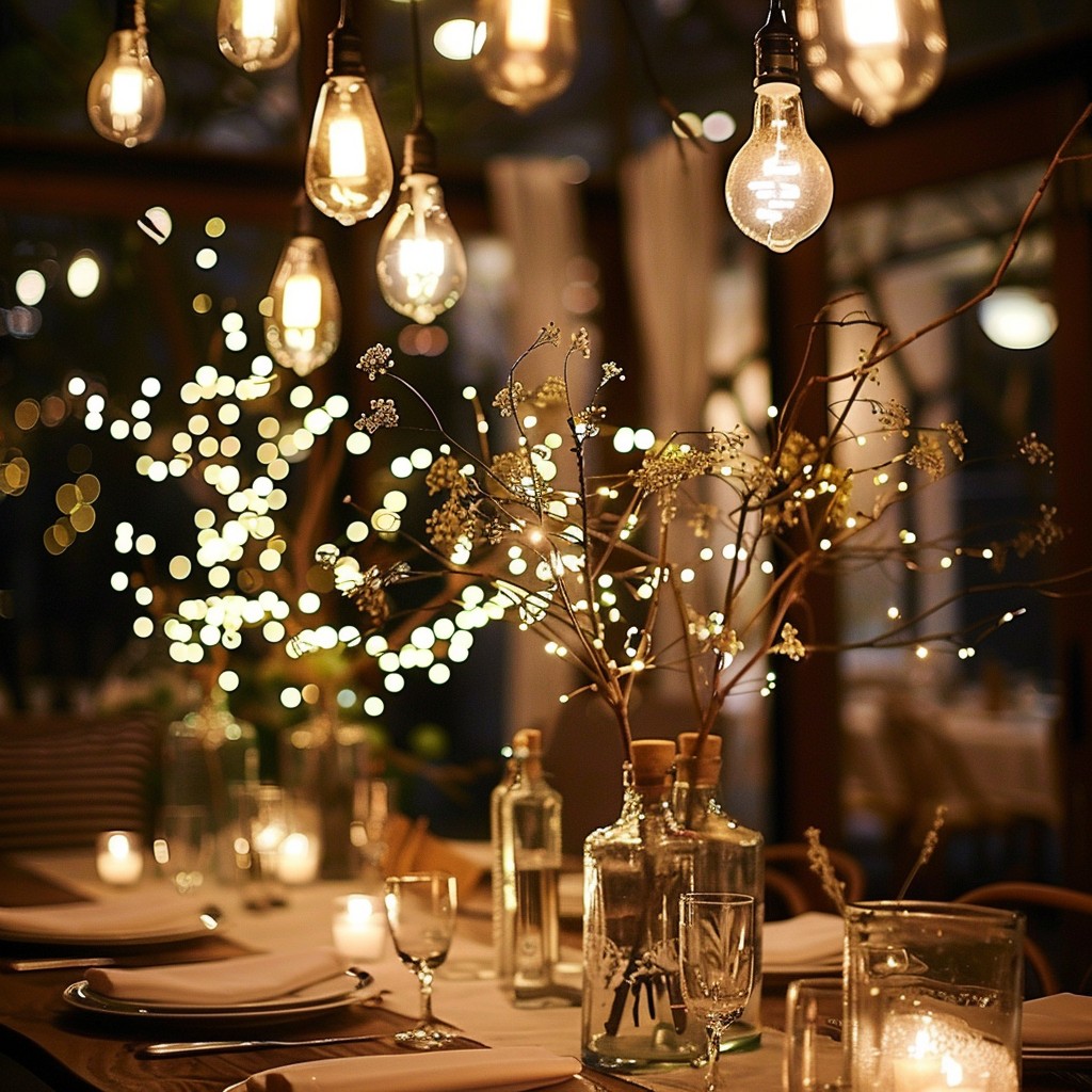 Play With Ambient Lighting - Simple Dining Room Table Decor