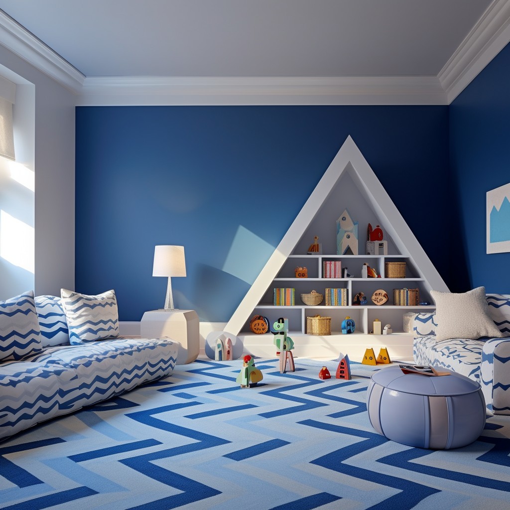 Playroom Fun with Patterns - Modern Blue And White Bedroom Ideas