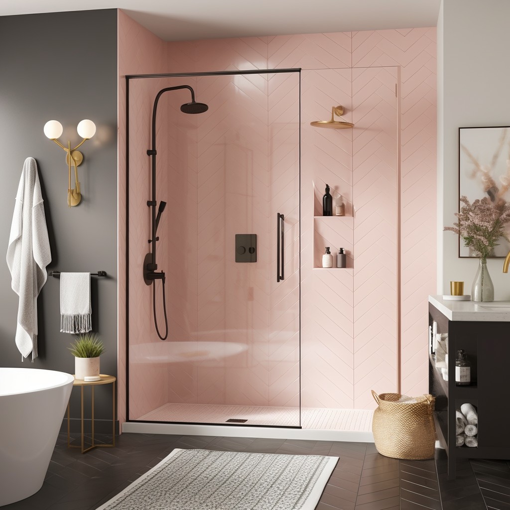 Pretty Pink Shower Design - Beautiful Walk In Showers