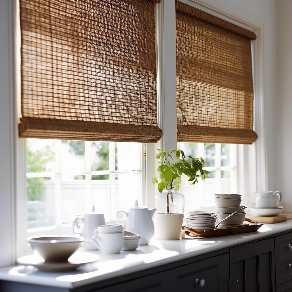 Rattan Blind  Elegant Kitchen Curtain Designs