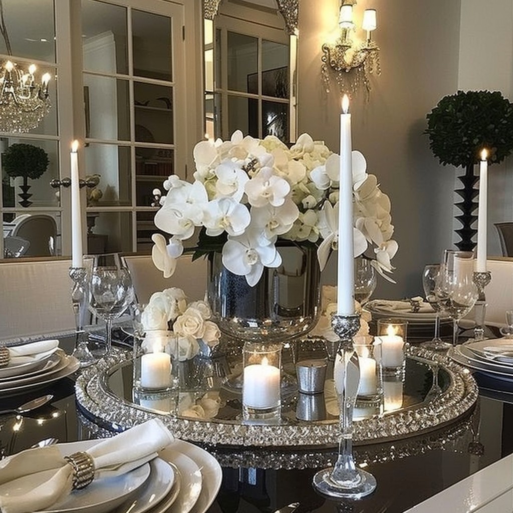 Reflective Accents - Dining Table Decor Ideas