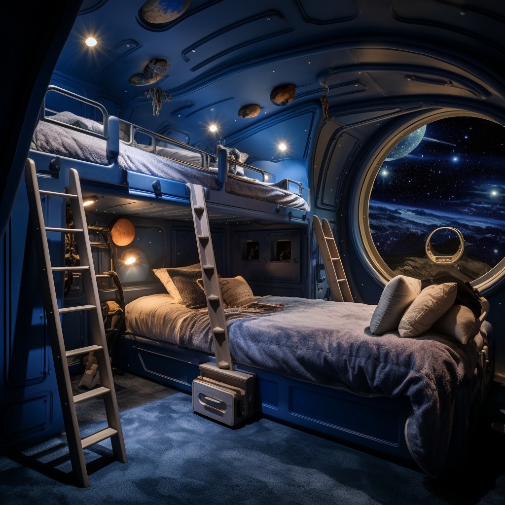 Space Station Sleep Quarters- Modern Double Deck Bed Design