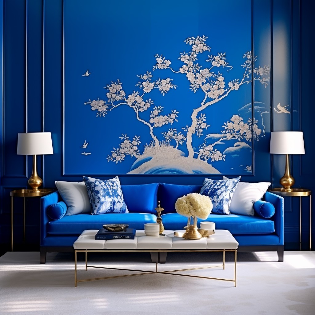 The Bold Blue Accent Wall - Blue And White Living Room