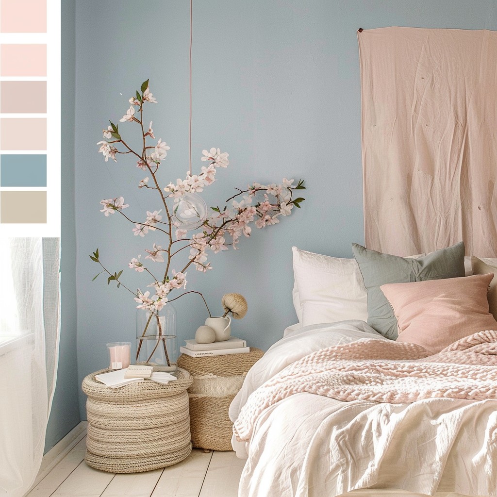 the Brilliance of Light Blue Colour Combination Wall - Dusty Pink