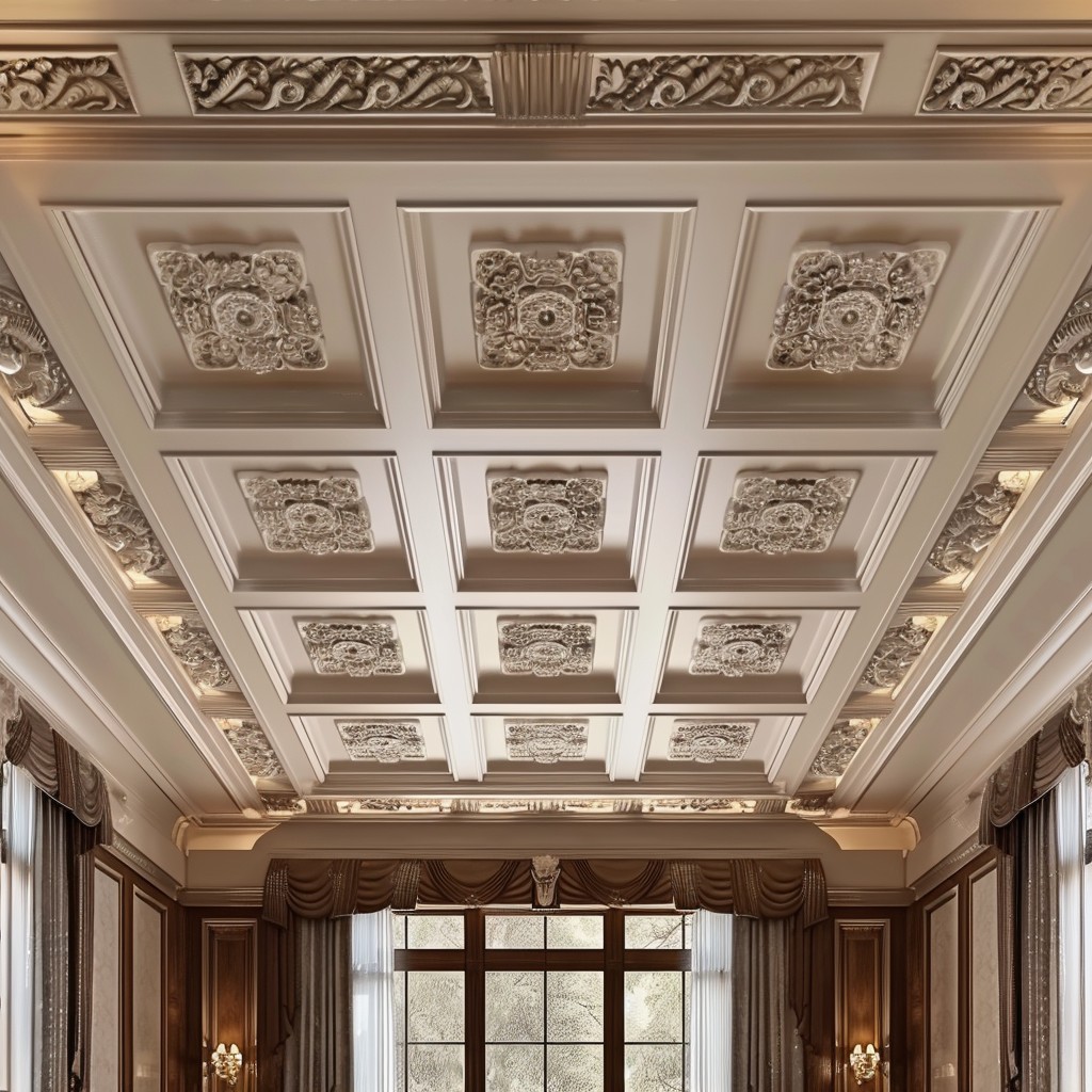 The Luxury Ornate circular Coffered Ceiling Designs 
