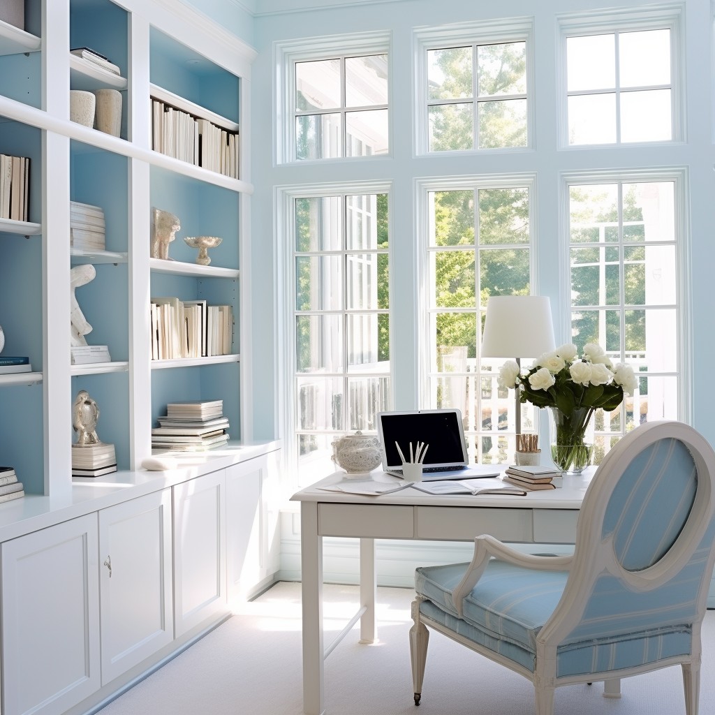 The Pristine Study - Blue And White Bedroom Decor Ideas