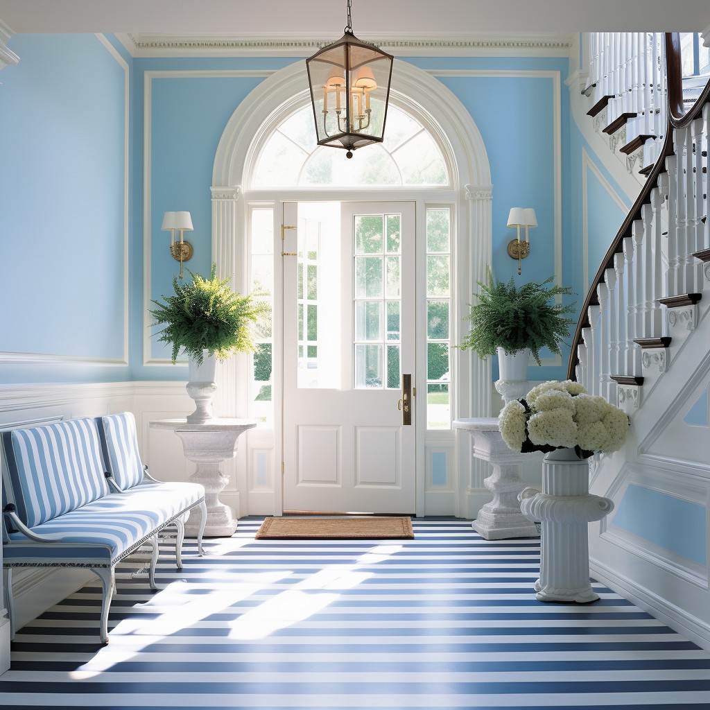 The Welcoming Blue Entryway - Blue And White Combination