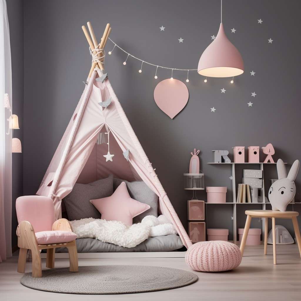 timeless-grey-pink-combination-wall-in-kid's-bedroom