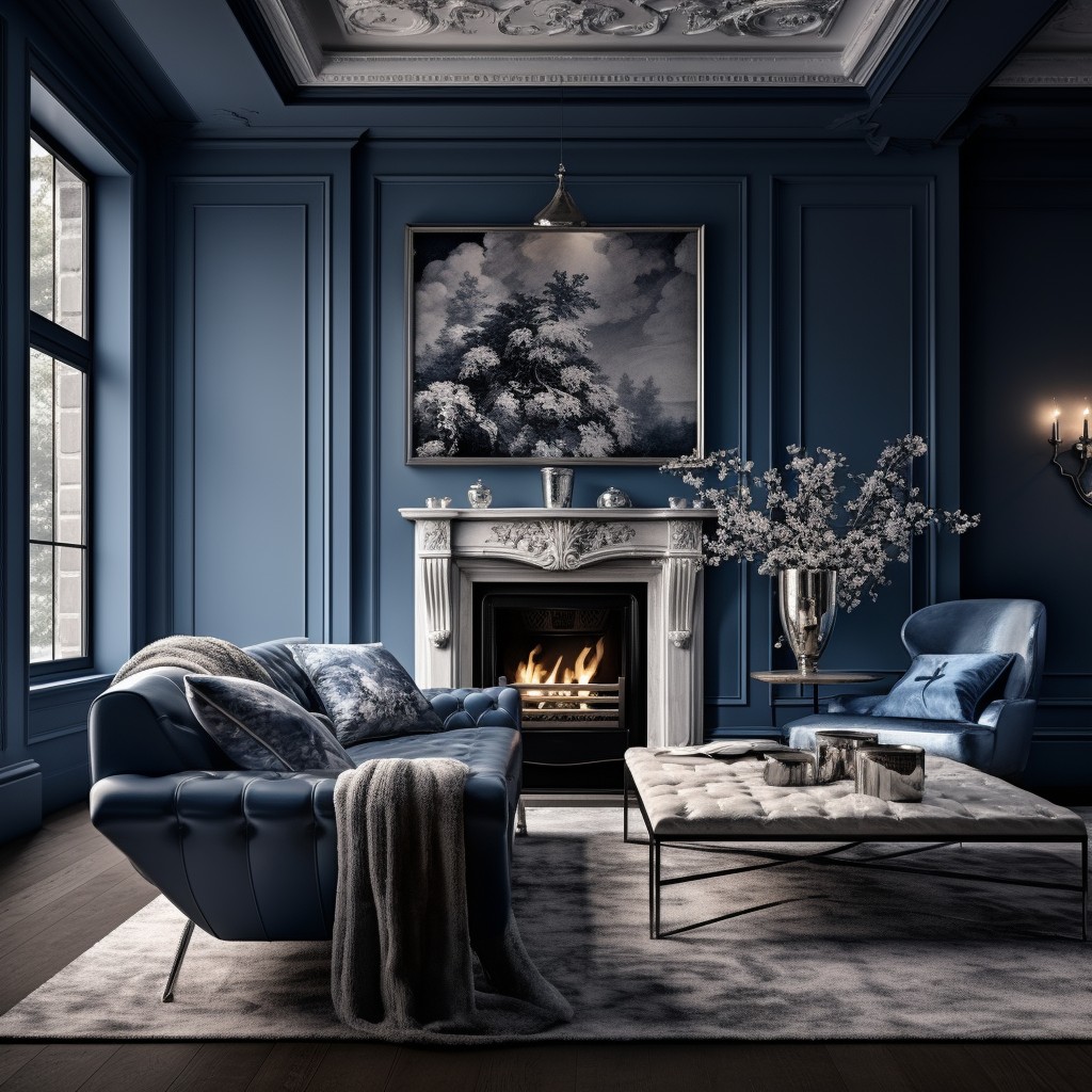 Transform Your Room with Blue and Gray Living Room Combination - Sapphire Blue and Heather Grey