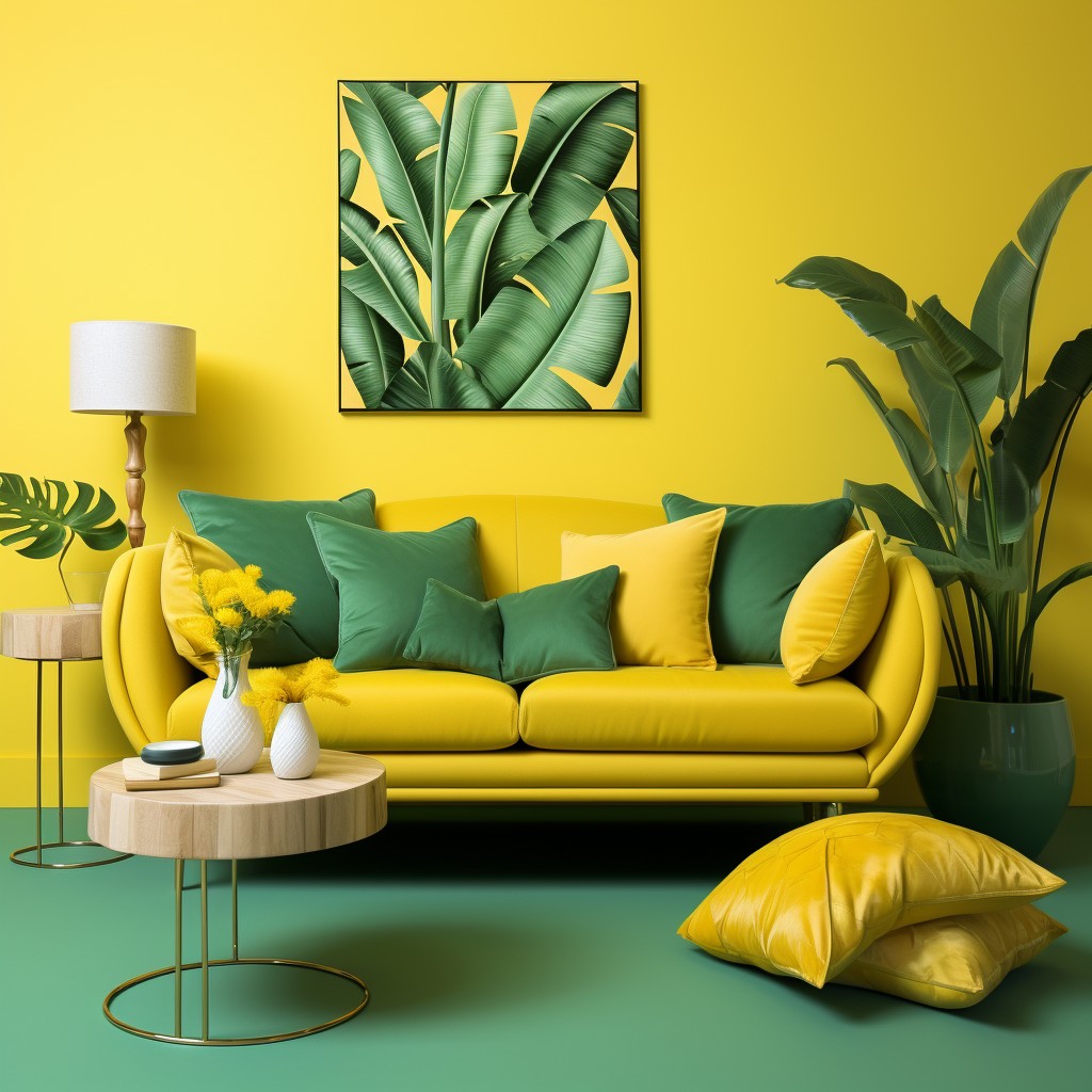 Tropical Green and Banana Yellow Combination for Wall