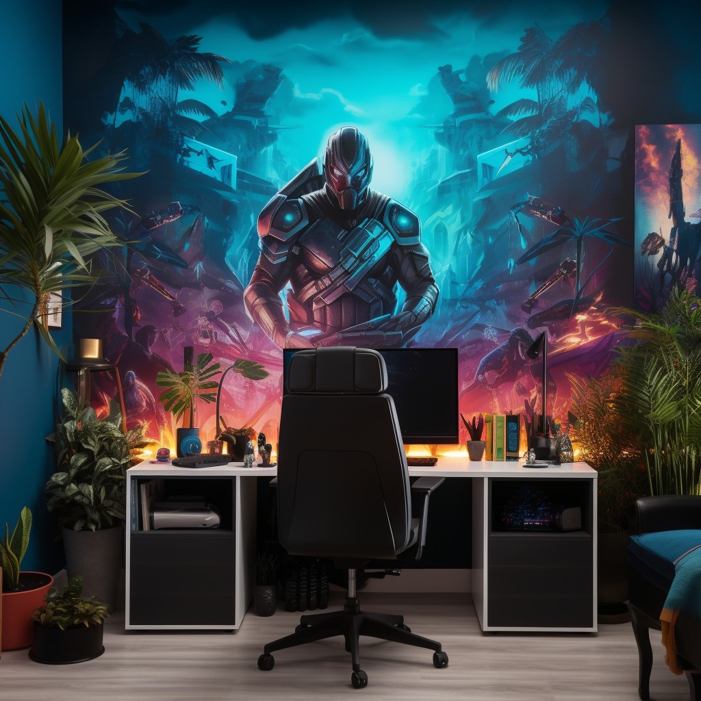 Use Gaming Themed Art and Wall Murals - Gaming Bedroom Design Ideas