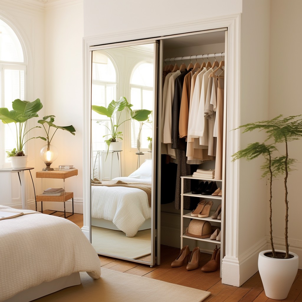 Use Mirrors as Doors - Bedroom With Small Closet
