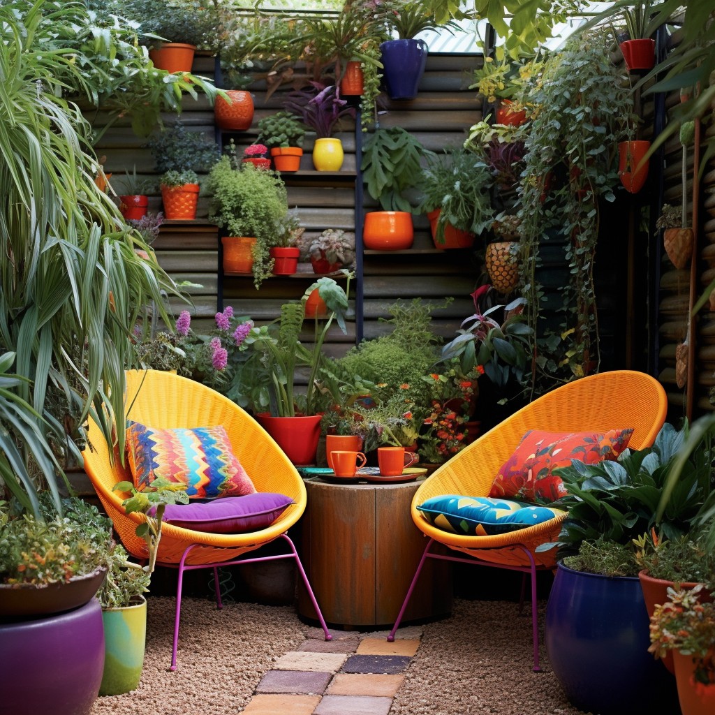 Vibrant Chairs- Small Space Garden Ideas