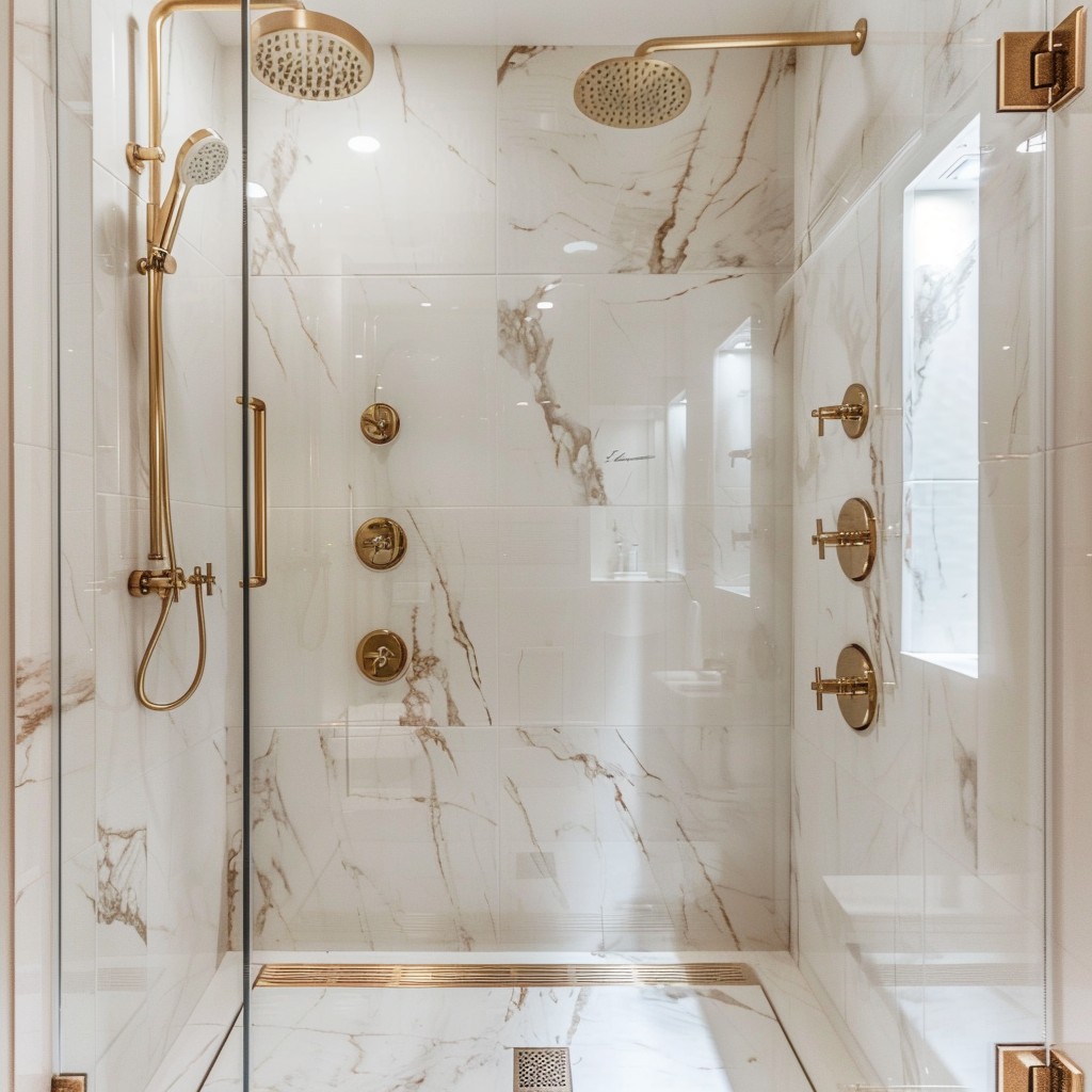 White And Gold - Walk In Shower