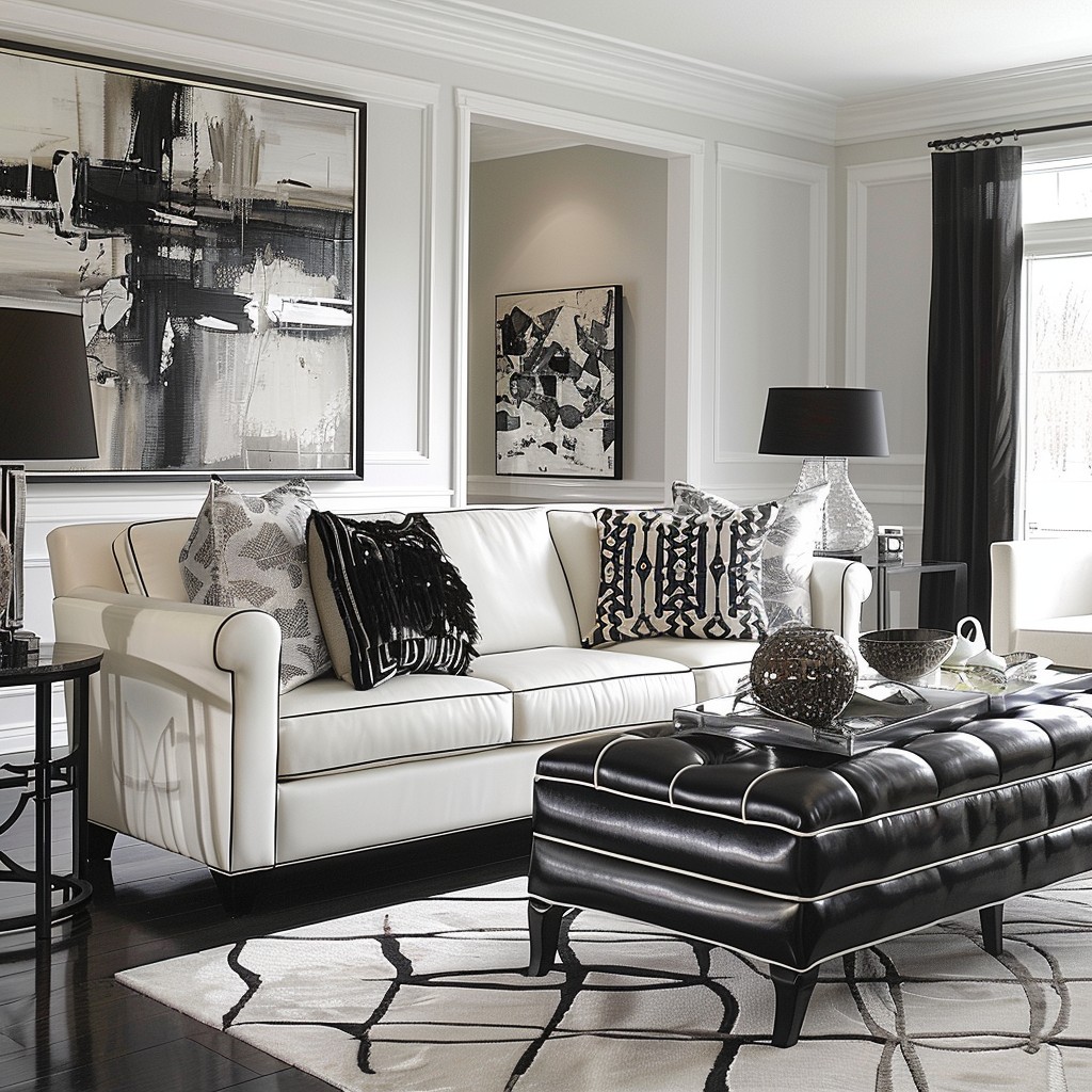 Black and White Elegance Living Room Family Room