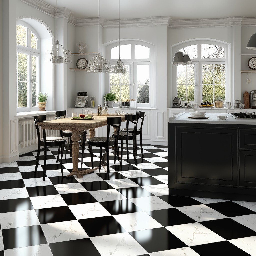Classic Black-And-White Hall Tile Design