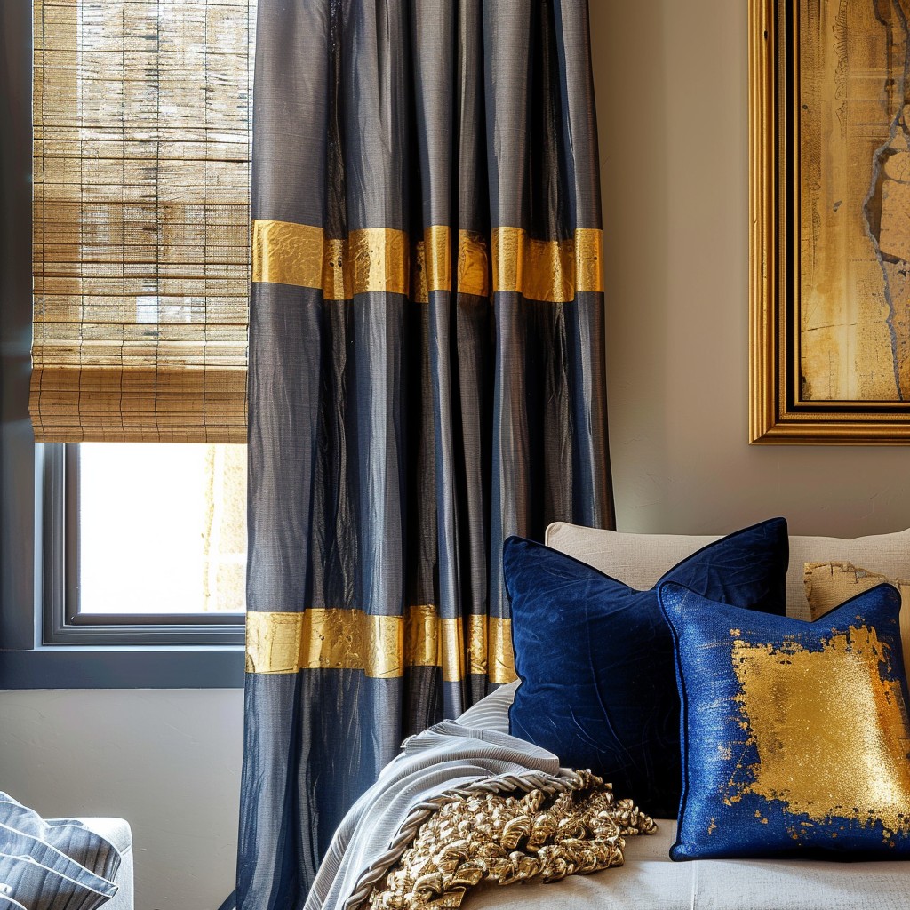 Gold Leaf Embellished Unique Curtain Design