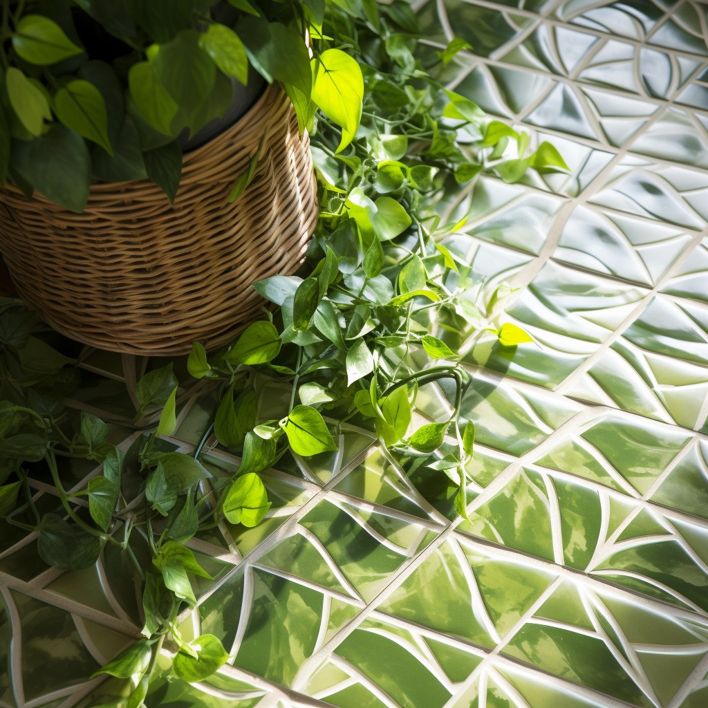 Leafy Vine Tile Floor Design