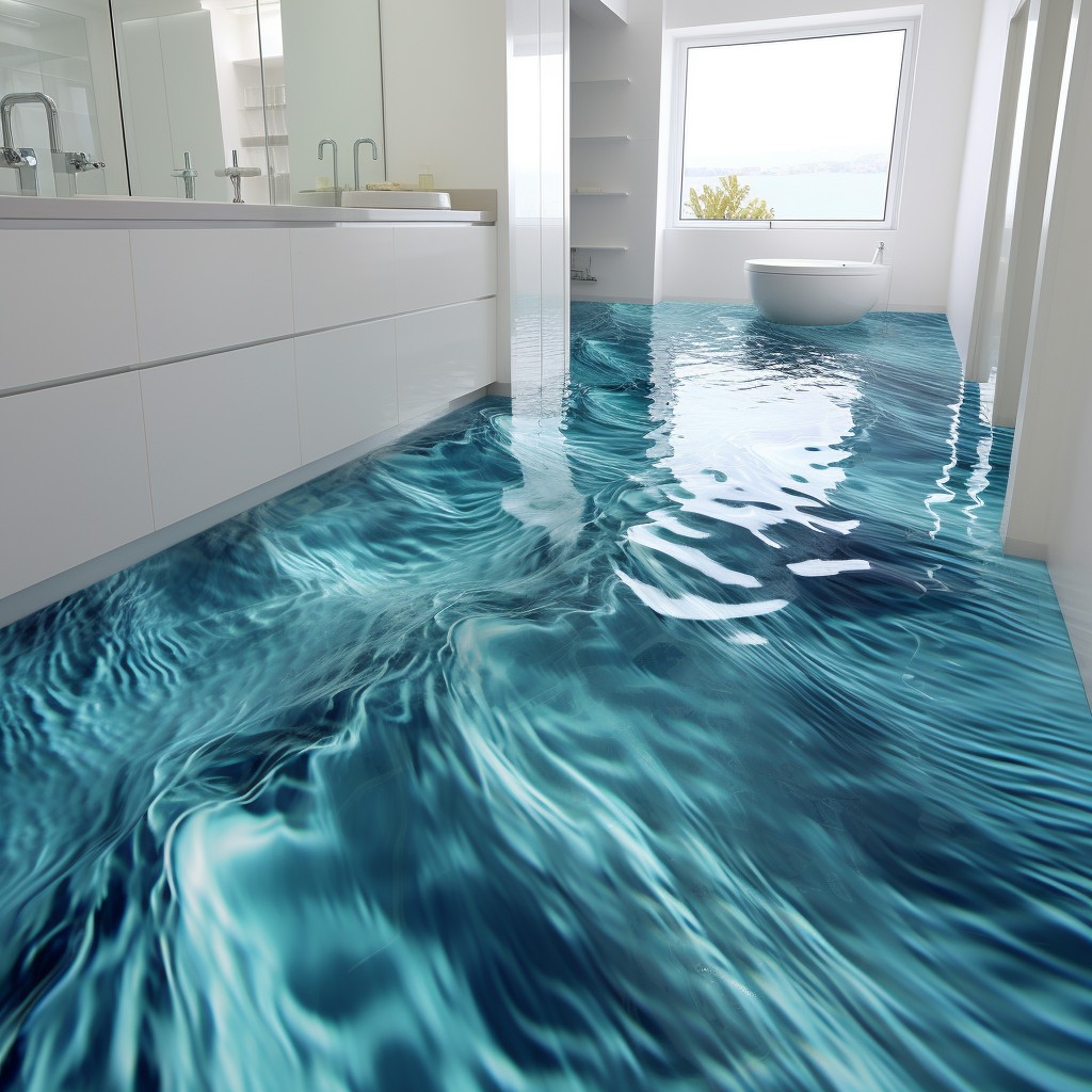 Ocean Waves Illusion Home Floor Tiles