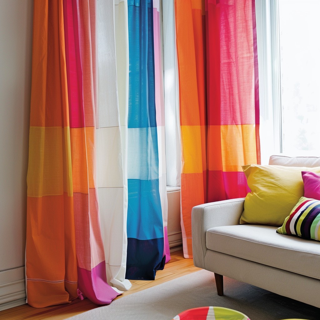 Painted Simple Curtain for Home with Stripes