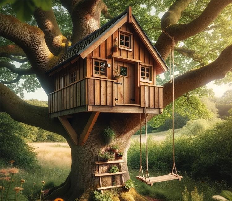 Tree House Designs Home with a Swing