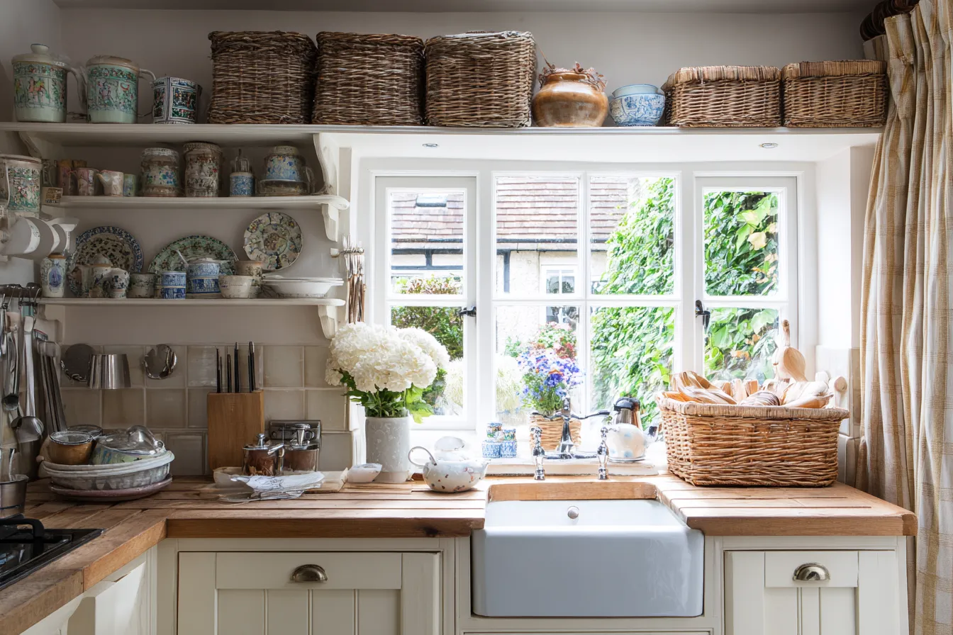 Add Cubbies Above the Window in small kitchen Add Cubbies Above the Window- tiny kitchen ideas