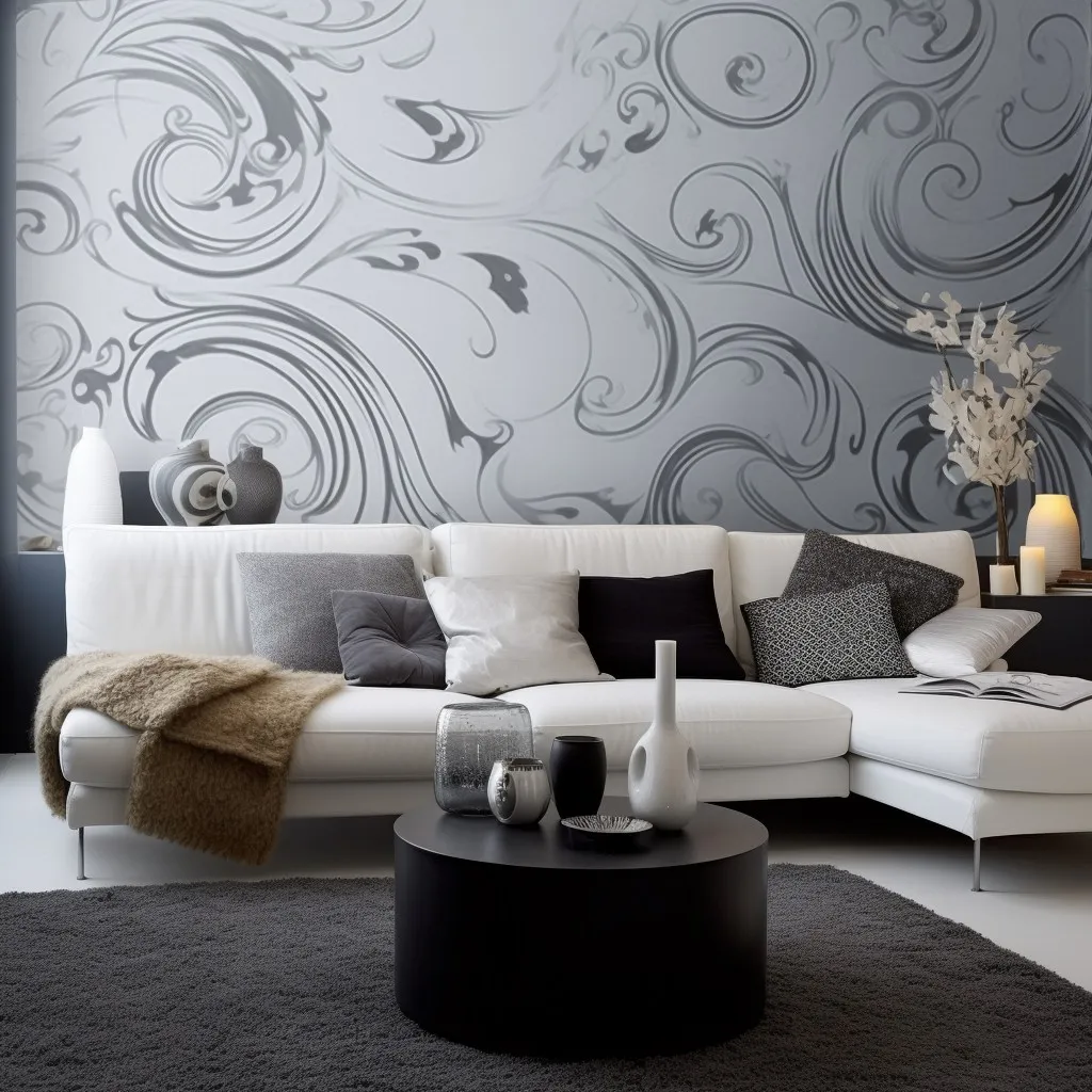 Add Grey White Wallpaper to Living Room