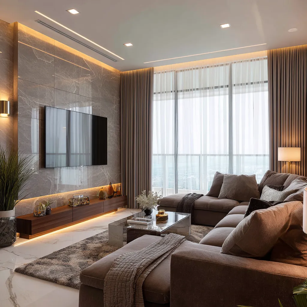 Introduce Multiple Light Sources in Grey And Brown Living Rooms Add Multiple Light Sources to Grey And Brown Living Rooms